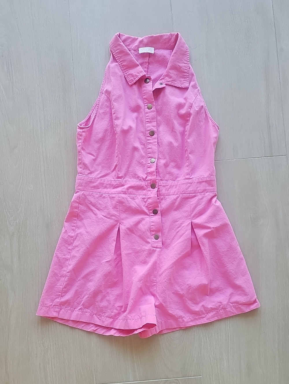 Pink Lily Pink Button-Front Romper